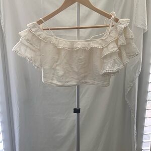 American Eagle Outfitters Cream Ruffle Blouse